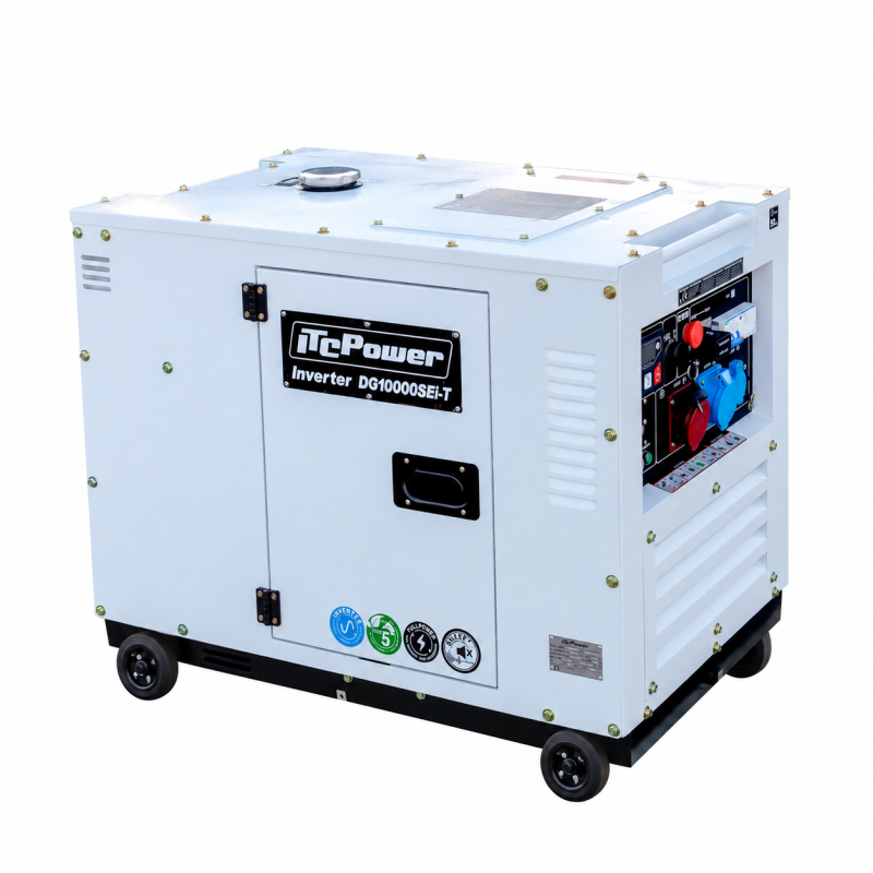 Grup electrogen ITC POWER DG10000SEi-T cu invertor diesel de 10,6 kVA și 400 V